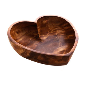 Multifunctional Eco-Friendly Polished Classic Wooden <b>Heart</b> Shape Bowl for Dining Table Dessert and Snacks Serving - Product Image 4