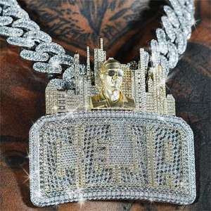 AMBER JEWELS T-267 Charme Unisexe Hip Hop en Argent 925 Plaqué Rhodium avec Moissanite Certifiée GRA, Sertissage Griffe Thème Couronne, Usage Quotidien - Product Image 5