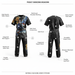 Uniforme de Artes Marciales de Kung Fu de Secado Rápido y Alta Calidad, Conjunto de Camiseta de Manga Corta y Pantalones, Uniforme de Karate Personalizado con Bordado a Mano - Product Image 2