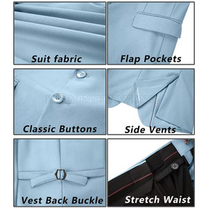 Nueva Llegada, Trajes de 3 Piezas para Hombre al por Mayor, Color Sólido, Ropa Casual, Trajes de 3 Piezas para Adultos - Product Image 4