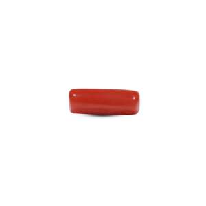 Handcrafted 6.05 Carat Oval Cabochon Synthetic Red Coral Loose Gemstone for Fine Jewelry - Product Image 1