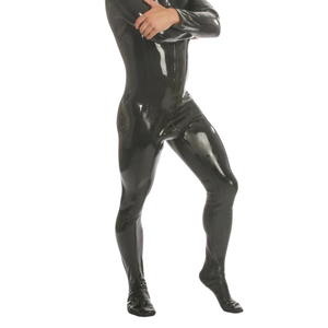 Traje de látex negro para hombre, estilo zentai, ajustado, de cuerpo entero, manga larga, disfraz para adultos - Product Image 4