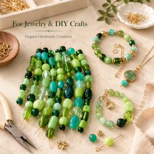 Cuentas de Vidrio Transparentes Verdes con Diseño Artístico, Tamaños Variados, Formas Únicas, Hilo de 10 Pulgadas, para Creación de Joyería DIY, Arte Creativo y Moda - Product Image 6