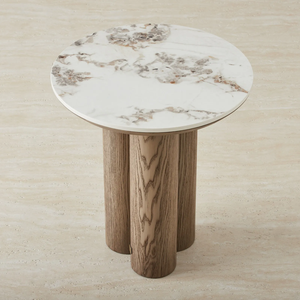 Marble Top Wooden Coffee Table – Elegant <b>Solid</b> <b>Wood</b> Center Table for Living Room Decor - Product Image 3