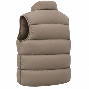 Men's Puffer Vest Stand Collar Solid Color Winter Warm Zipper Closure Casual Outerwear <b>Sleeveless</b> Bodywarmer Windproof Polyester - Product Image 4