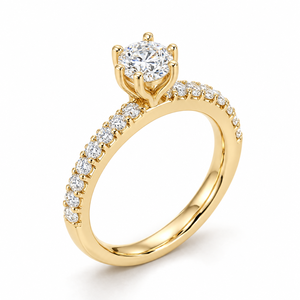 แหวนเพชรทรงกลมหกแฉกแบบคลาสสิก ทองคำขาว 14K เพชรเพาะเลี้ยงในห้องปฏิบัติการ ประดับเพชรแบบ Pave Band แหวนหมั้น รับผลิตตามสั่ง (OEM) เครื่องประดับสั่งทำพิเศษ - Product Image 1