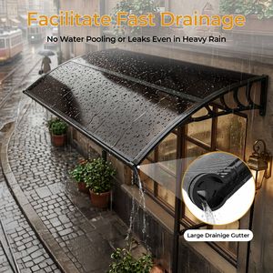 Tettoia per Finestra 40x60 Pollici, Protezione Esterna da UV, Pioggia e Neve, Tettoia per Ingresso Porta con Drenaggio, in PC Rivestito per Casa, Portico, Patio - Product Image 5