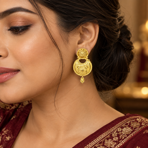 Joyería Étnica Nupcial India para Mujer |   Juego de collar chapado en oro de 24 quilates Jewel Space Royal Layered con aretes a juego para mujer - Product Image 4