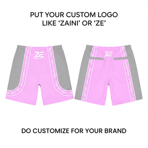 <b>Men</b> Casual <b>Shorts</b> Premium 160 GSM Polyester/Nylon Solid Mint Green Elastic Waist <b>Zip</b> <b>Pockets</b> Custom Screen Printed Logo - Product Image 1