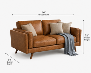 Sofá de Cuero Genuino de Primera Calidad, 2 Plazas, Estilo Moderno de Mediados de Siglo, Sofá de Cuero Cómodo y Muebles de Sala de Estar para Casa o Villa - Product Image 3