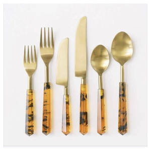 Ensemble de couverts en gros avec manche en bois moderne, vaisselle en acier inoxydable durable de qualité supérieure, ensemble de couverts écologiques - Product Image 3
