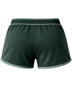 กางเกงขาสั้นผ้าฟลีซคอตตอนสีเขียวป่าตัดกับสีเขียวอ่อนสำหรับผู้หญิง เอวยางยืด สวมใส่สบายๆ สำหรับฤดูร้อน เหมาะสำหรับเล่นกีฬาและพักผ่อน - Product Image 2