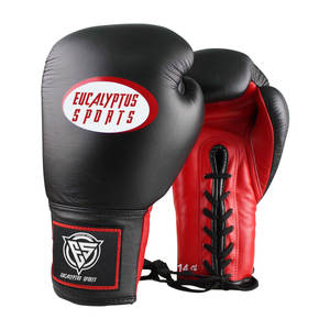 Guantes de boxeo con cordones de cuero PU de alta calidad personalizables con logotipo personalizado equipo de lucha moldeado a mano para artes marciales - Product Image 1