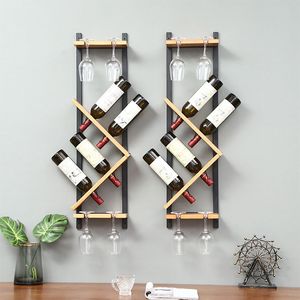 Porta botellas premium, mueble decorativo de pared, elegante almacenamiento de vino, expositor de vino geométrico, diseño moderno para bar, bambú natural - Product Image 2