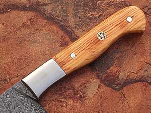 Handmade Best Supplier Cooking Damascus Steel Chef <b>Knife</b> <b>Bread</b> <b>Knife</b> With Olive Wood Handle & With Leather Sheath - Product Image 2
