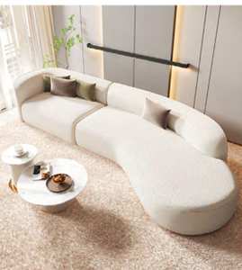 Canapé modulaire incurvé haut de gamme, style scandinave contemporain, en tissu rembourré, mobilier design pour salon et bureau à domicile - Product Image 4