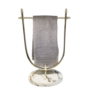 Porte-serviettes mural double niveau en métal doré antique, support de rangement minimaliste pour salle de bain, fait main - Product Image 2