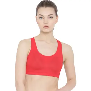 Hot Selling Wholesale Custom High Quality Top Women Ladies Gym Fitness Light Grey Red Sexy Seamless Sports Bra