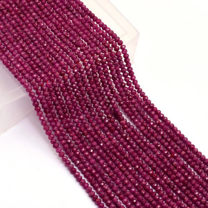 Cuentas sueltas de rubí AAA+ de 3mm-4mm microfacetadas en forma de rondel, rubí rojo natural, piedras preciosas sueltas para la fabricación de joyería. - Product Image 4