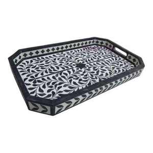 Plateau décoratif UNIQUE en os incrusté, fait main, de luxe, pour le petit-déjeuner du Ramadan, les aliments, les fruits, le café et le thé, à prix réduit - Product Image 3