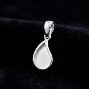 925 Sterling Silver Milk Drop 17x11mm Blank Bezel Pendant Setting DIY Breastmilk Keepsake Resin Ashes <b>Memorial</b> Locket Charm - Product Image 5