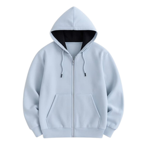 Sweat-shirt à capuche zippé blanc pour homme, coupe classique, en coton French Terry, décontracté, avec poche avant, pour l'automne - Product Image 4