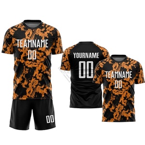 Conjunto Completo de Uniforme de Fútbol Sublimado Personalizado, Uniforme de Fútbol OEM, Ropa Deportiva Naranja y Negra, Traje de Entrenamiento de Secado Rápido - Product Image 6