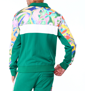 Survêtement vert pour homme avec imprimé fitness, veste zippée à manches longues et pantalon, style streetwear, respirant, en polyester - Product Image 3