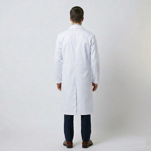 Bata de laboratorio de tela de sarga de longitud completa para hombre, uniforme de hospital con detección de agujas, poliéster y algodón, ajuste regular médico - Product Image 2