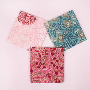 Handblock Print Bandana Set Cotton <b>Square</b> <b>Scarf</b> Summer Face Cover Skin Friendly Wristband For Unisex Pets - Product Image 5