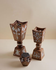 Quemador Bakhoor de madera hecho a mano con incrustaciones de fregona con incrustaciones florales de nácar Edición de regalo Premium - Product Image 5