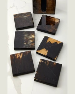 Sous-verres ronds en corne de buffle naturelle, faits à la main, de luxe, résistants à l'huile, antidérapants, accessoires pour boissons, haute qualité - Product Image 6