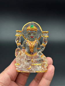 Statue de Lakshmi en cristal de quartz transparent sculptée à la main, 3,25 pouces, déesse hindoue de la richesse et de la prospérité, décoration spirituelle pour Puja, vente en gros - Product Image 5