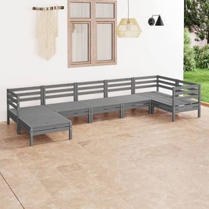 Ensemble de salon de jardin modulaire en pin massif gris, solution de sièges d'extérieur pratique et élégante - Product Image 1