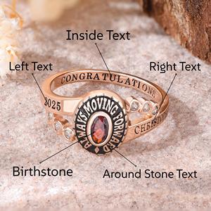 Bague d'École BOJ 066 Personnalisée sur Mesure pour Diplômé Universitaire, Bague de Fin d'Études Secondaires ou Universitaires pour Femme avec Pierre de Naissance en Argent 925 – Nouveauté Tendance - Product Image 4