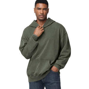 Sweat à capuche oversize pour homme, streetwear, décontracté, pour la gym, tissu épais, hiver, personnalisé, délavé à l'acide, brodé, 100% coton, 300g - Product Image 2