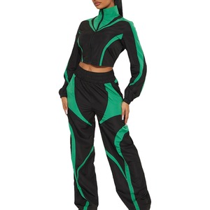 Custom Women's Waterproof Windbreaker Tracksuit Zip Up <b>Jacket</b> and Pants Set Sportswear - Product Image 1