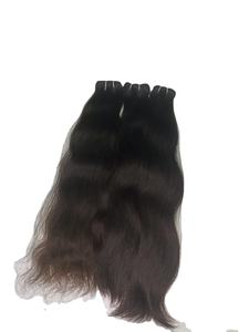 Extensions de cheveux humains vierges indiens avec fixation par clips, trame simple nouée à la main, style noir, emballage - Product Image 4