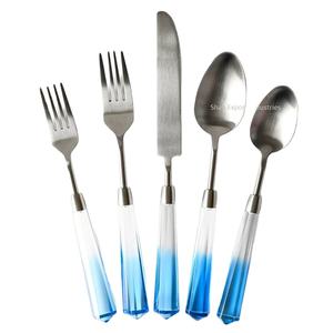 Elegant Look Metal Cutlery <b>Set</b> with Blue Acrylic Handle Silver Finished for Hotel & Restaurant Dinnerware <b>Flatware</b> <b>Sets</b> - Product Image 1