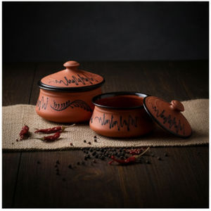 SwamiG TradeX – Couvercles de casseroles en argile terracotta peints à la main, résistants à la chaleur, antiadhésifs et écologiques (Ustensiles de cuisson décoratifs) - Product Image 1