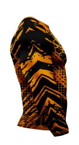 Haut de sport MMA pour homme à manches longues, noir et orange, imprimé dragon par sublimation, en spandex et polyester, séchage rapide - Product Image 3