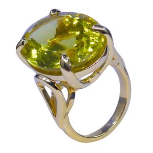 Anillo Clásico de Plata de Ley 925 Chapado en Oro con Topacio Limón para Mujer, Joyería para Bodas - Product Image 1
