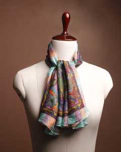 Handmade Elegant 4 Seasons Printed Silk Shawl Luxury <b>Square</b> <b>Scarf</b> for Women Made in India - Product Image 1