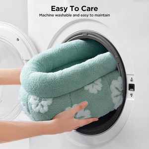 Coussin pour chat d'intérieur, lavable, rond, mignon, avec fleurs 3D, antidérapant, pour chaton et chiot, 20 pouces, vert - Product Image 5