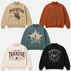 เสื้อสเวตเชิ้ตคอเต่าปักลาย Trackstar สำหรับผู้หญิง ผ้าฝ้ายถัก 100% สไตล์ลำลองแบบวาร์ซิตี้สำหรับฤดูใบไม้ร่วง ดีไซน์พิมพ์ลายตัวอักษรด้านหน้า - Product Image 6