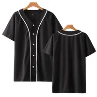New arrival sportswear short sleeve tape printed full button v neck short sleeve plain blank mesh sublimated baseball jacket tee