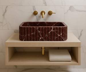 Lavabo de Mármol Rosso Levanto Moderno Personalizado con Desagüe para Uso en Almacenes - Product Image 2
