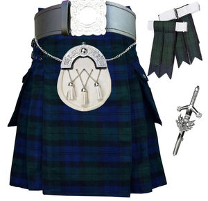 Ensemble de kilt écossais des Highlands de 5 yards, 13 OZ, motif Thistle, avec sporran, tenue écossaise pour homme, kilt vert utilitaire à motif tartan - Product Image 6