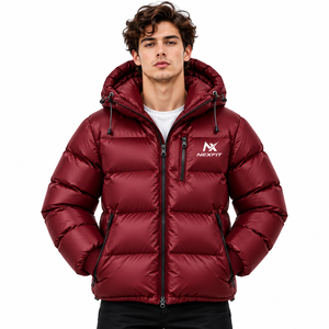 Chaqueta acolchada con capucha para hombre, chaqueta de invierno con cremallera completa, chaqueta cálida y aislante para exteriores con bolsillos con cremallera - Product Image 1