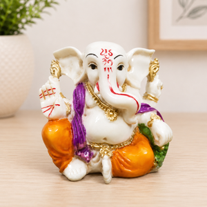 Statue du Dieu Ganesha en résine artisanale de Nirmala Handicrafts, finition décorative traditionnelle |   Idole du dieu hindou Ganesh pour le temple domestique - Product Image 2